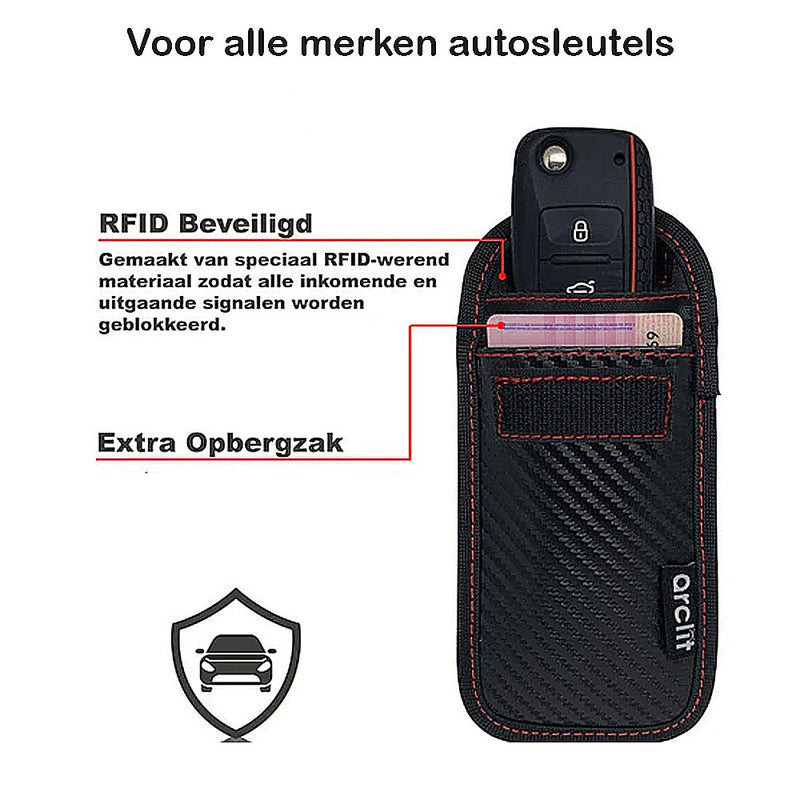 Arclit Carbon Autosleutel RFID Anti-Diefstal Beschermhoes (S) 2x